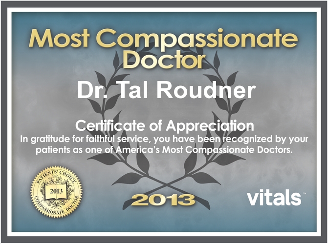 2013 Most Compassionate Doctor Award presented to Dr. Tal Roudner