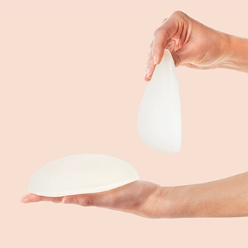 holding breast implant with teardrop and round shape